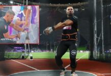 Referee accidentally hit with a hammer. He suffered an open leg fracture