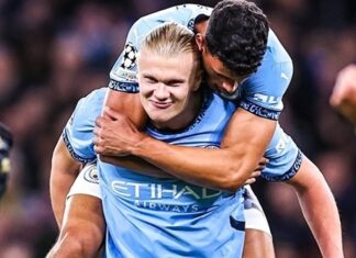 Haaland scores acrobatic goal for Man City in the Champions League