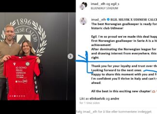 “Norway’s best goalkeeper is ready for Serie A and the historic club Udinse!” (Or has he been there for nine years already??)