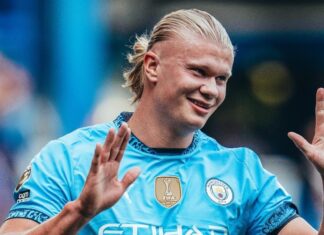 Icon Alan Shearer presents the crown in the Premier League to 24-year-old Erling Haaland