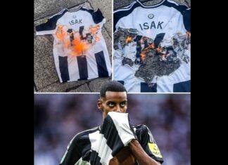 Here Alexander Isak’s shirt is burned