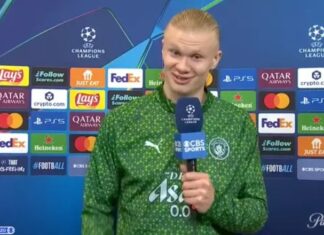 Haaland “jokes” Carragher in a CBS Sports interview after scoring the winning goal against Real Madrid